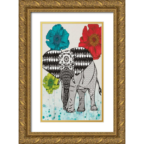 SAFARI PATTERN Gold Ornate Wood Framed Art Print with Double Matting by Ballantyne, Piper