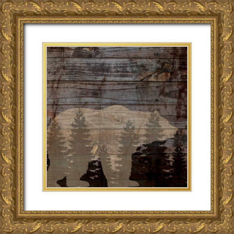 RUSTIC BEAR Gold Ornate Wood Framed Art Print with Double Matting by Ballantyne, Piper