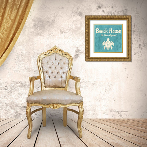 BEACH HOUSE Gold Ornate Wood Framed Art Print with Double Matting by Ballantyne, Piper
