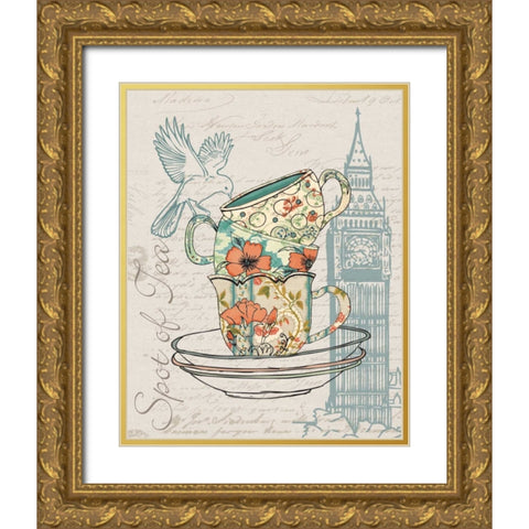 SPOT OF TEA Gold Ornate Wood Framed Art Print with Double Matting by Ballantyne, Piper