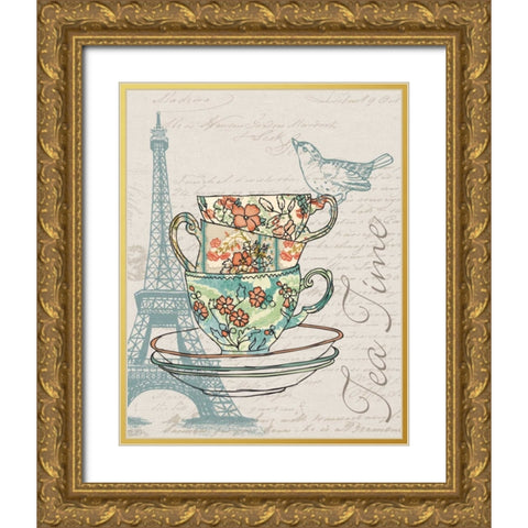 TEA TIME Gold Ornate Wood Framed Art Print with Double Matting by Ballantyne, Piper