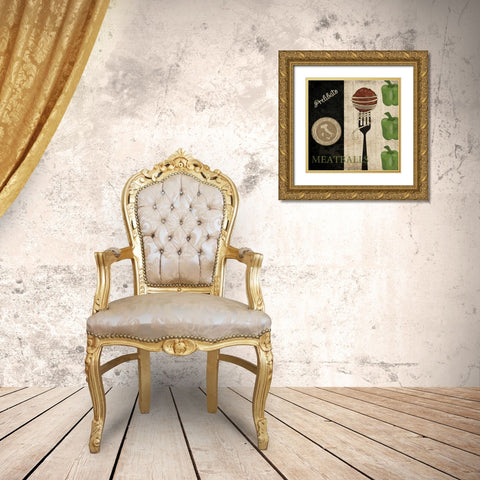 BIG NIGHT OUT - MEATBALLS Gold Ornate Wood Framed Art Print with Double Matting by Ballantyne, Piper