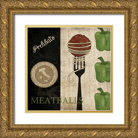 BIG NIGHT OUT - MEATBALLS Gold Ornate Wood Framed Art Print with Double Matting by Ballantyne, Piper