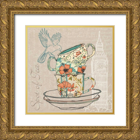 SPOT OF TEA Gold Ornate Wood Framed Art Print with Double Matting by Ballantyne, Piper