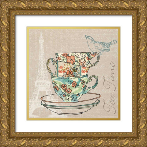TEA TIME Gold Ornate Wood Framed Art Print with Double Matting by Ballantyne, Piper