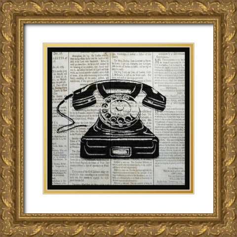 VINTAGE TELEPHONE Gold Ornate Wood Framed Art Print with Double Matting by Ballantyne, Piper
