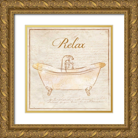 ROMANTIC BATH RELAX Gold Ornate Wood Framed Art Print with Double Matting by Ballantyne, Piper