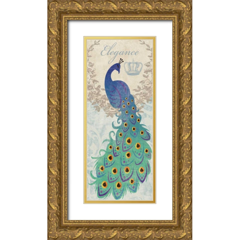 ELEGANT PEACOCK Gold Ornate Wood Framed Art Print with Double Matting by Ballantyne, Piper