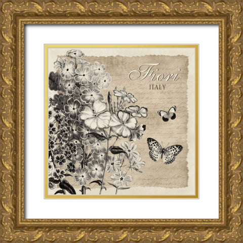 BORDERED FIORI ITALY Gold Ornate Wood Framed Art Print with Double Matting by Ballantyne, Piper