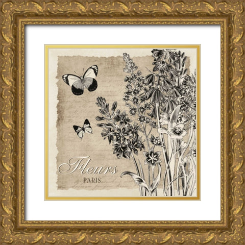 BORDERED FLEURS PARIS Gold Ornate Wood Framed Art Print with Double Matting by Ballantyne, Piper