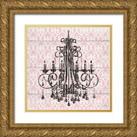 PINK PATTERN CHANDELIER I Gold Ornate Wood Framed Art Print with Double Matting by Ballantyne, Piper