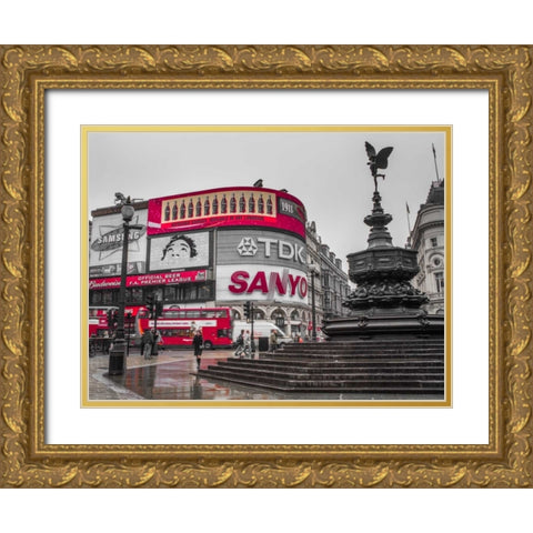 Piccadilly Circus, London Gold Ornate Wood Framed Art Print with Double Matting by Frank, Assaf
