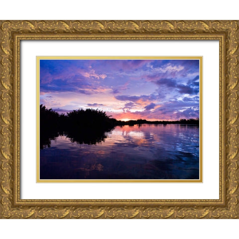 River at dusk, Malaysia, Kotakinabalu Gold Ornate Wood Framed Art Print with Double Matting by Frank, Assaf