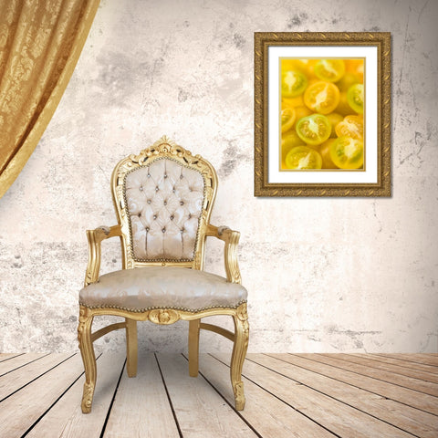 Top view of yellow tomatoes Gold Ornate Wood Framed Art Print with Double Matting by Frank, Assaf
