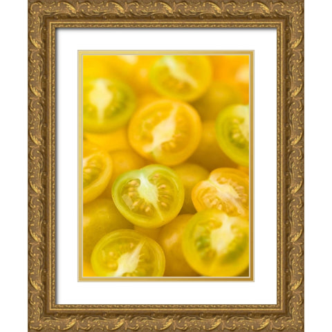Top view of yellow tomatoes Gold Ornate Wood Framed Art Print with Double Matting by Frank, Assaf