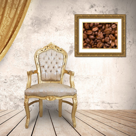 Top view of coffee beans Gold Ornate Wood Framed Art Print with Double Matting by Frank, Assaf