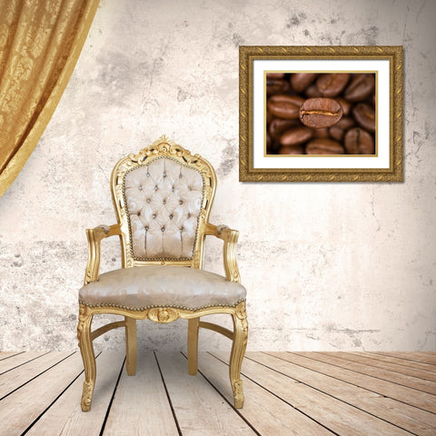 Top view of coffee beans Gold Ornate Wood Framed Art Print with Double Matting by Frank, Assaf