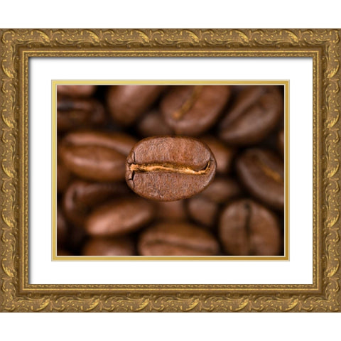 Top view of coffee beans Gold Ornate Wood Framed Art Print with Double Matting by Frank, Assaf