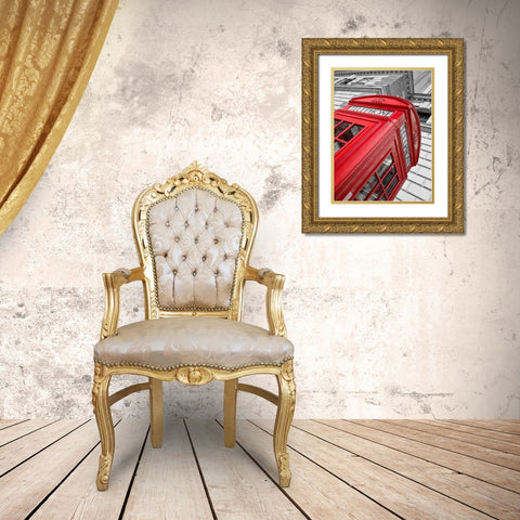Close-up of telephone box, low angle view, England Gold Ornate Wood Framed Art Print with Double Matting by Frank, Assaf