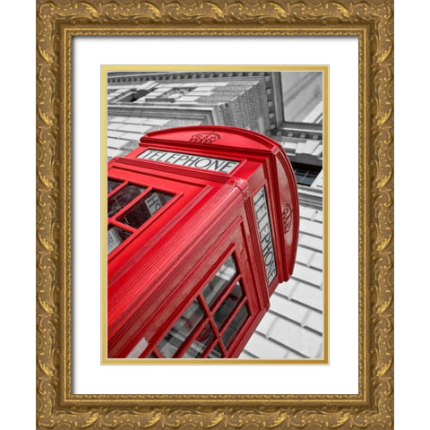 Close-up of telephone box, low angle view, England Gold Ornate Wood Framed Art Print with Double Matting by Frank, Assaf