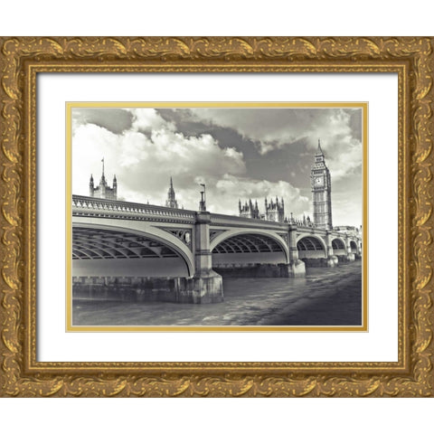 Big Ben London Bus Gold Ornate Wood Framed Art Print with Double Matting by Frank, Assaf