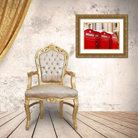 Close-up of telephone box in a row, England Gold Ornate Wood Framed Art Print with Double Matting by Frank, Assaf