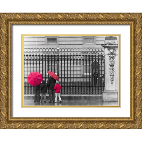London, Family standing by fence outside Burmingham Palace Gold Ornate Wood Framed Art Print with Double Matting by Frank, Assaf
