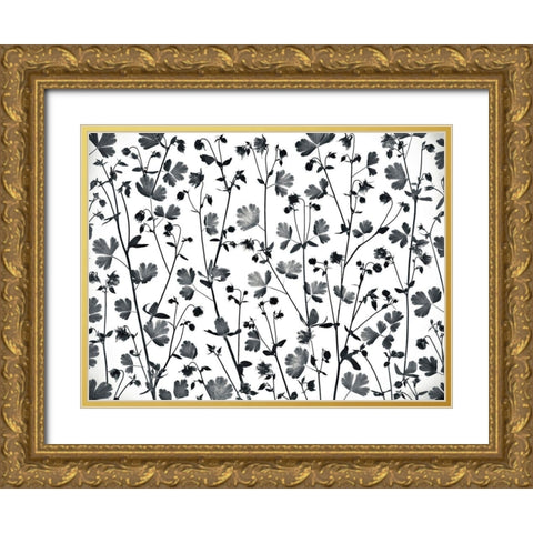 Columbine Aquilegia flowers Gold Ornate Wood Framed Art Print with Double Matting by Frank, Assaf