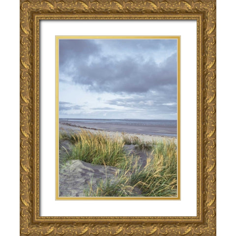 Sand dunes and grass, West wittering beach, UK Gold Ornate Wood Framed Art Print with Double Matting by Frank, Assaf