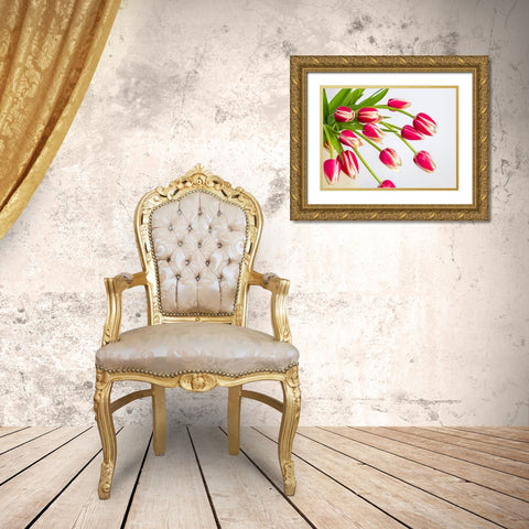 Bunch of red tulips Gold Ornate Wood Framed Art Print with Double Matting by Frank, Assaf