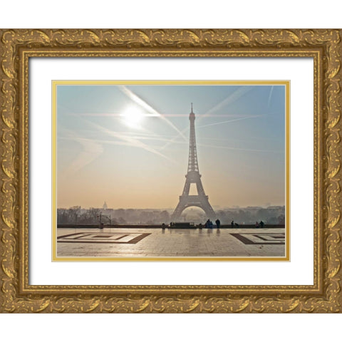 Famous Eiffel tower, Paris, France Gold Ornate Wood Framed Art Print with Double Matting by Frank, Assaf