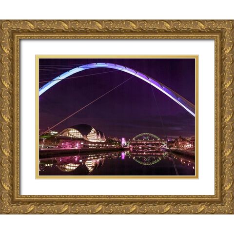 The Millenium Bridge, Newcastle Upon Tyne, FTBR-1881 Gold Ornate Wood Framed Art Print with Double Matting by Frank, Assaf