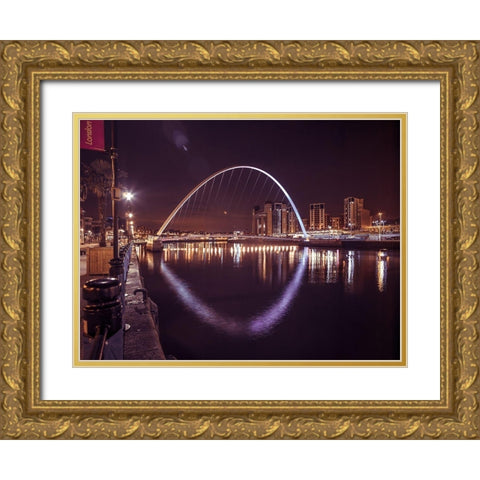 The Millenium Bridge, Newcastle Upon Tyne, FTBR-1882 Gold Ornate Wood Framed Art Print with Double Matting by Frank, Assaf