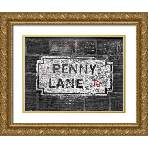 Penny Lane street sign, Liverpool Gold Ornate Wood Framed Art Print with Double Matting by Frank, Assaf