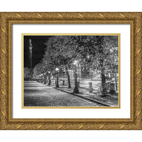 Row of trees at night Gold Ornate Wood Framed Art Print with Double Matting by Frank, Assaf