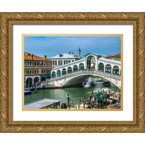 Famous Rialto bridge, Venice, Italy, FTBR-1896 Gold Ornate Wood Framed Art Print with Double Matting by Frank, Assaf