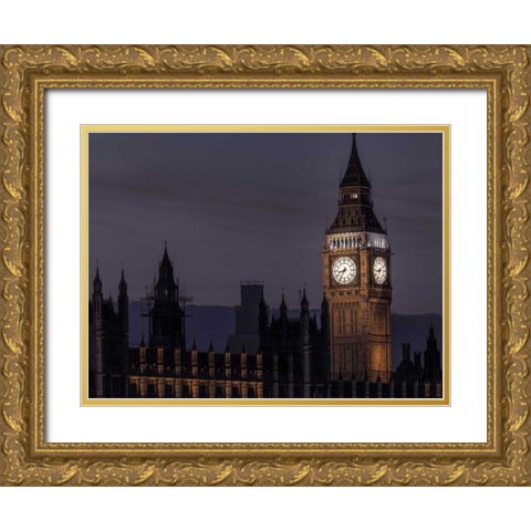 Big Ben in London, UK Gold Ornate Wood Framed Art Print with Double Matting by Frank, Assaf