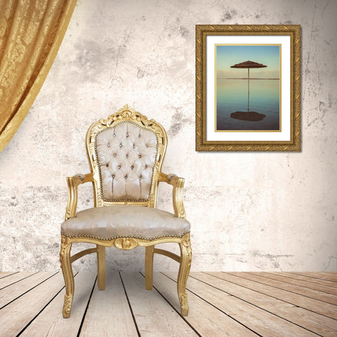Parasol on beach of Dead Sea, Israel Gold Ornate Wood Framed Art Print with Double Matting by Frank, Assaf