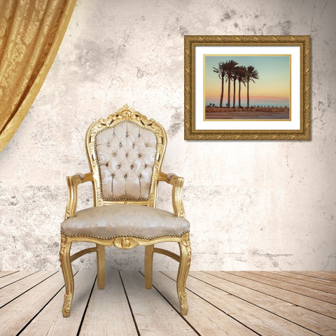 Palm trees on beach of Dead sea, Israel Gold Ornate Wood Framed Art Print with Double Matting by Frank, Assaf