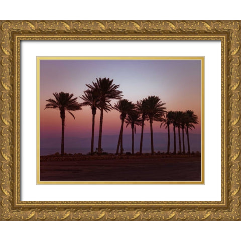 Palm trees on beach of Dead sea, Israel Gold Ornate Wood Framed Art Print with Double Matting by Frank, Assaf