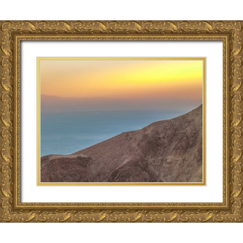 Tranquil beach at dusk Gold Ornate Wood Framed Art Print with Double Matting by Frank, Assaf
