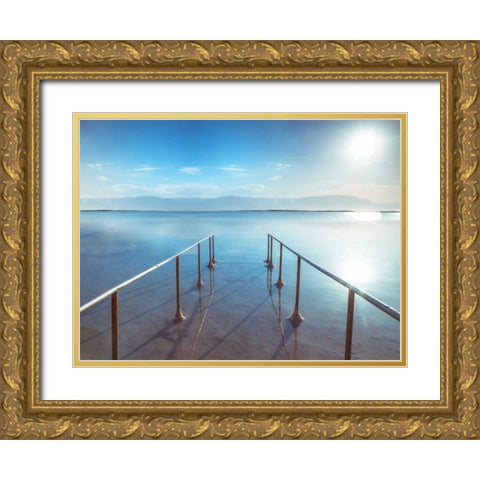 Peir on Dead Sea, Israel Gold Ornate Wood Framed Art Print with Double Matting by Frank, Assaf