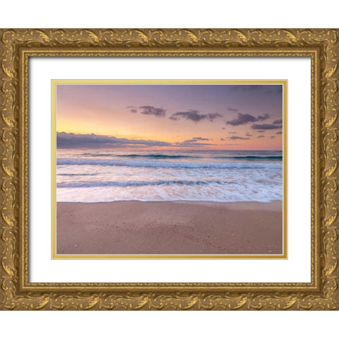 Evening view of beautiful beach in Israel Gold Ornate Wood Framed Art Print with Double Matting by Frank, Assaf