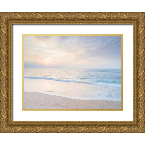Calm beach at sunset Gold Ornate Wood Framed Art Print with Double Matting by Frank, Assaf