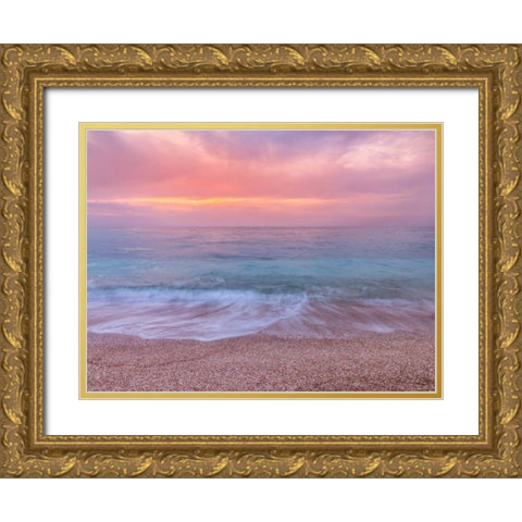 Flower heart collage Gold Ornate Wood Framed Art Print with Double Matting by Frank, Assaf