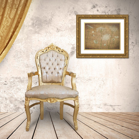 Cow parsley flowers on coloured background Gold Ornate Wood Framed Art Print with Double Matting by Frank, Assaf
