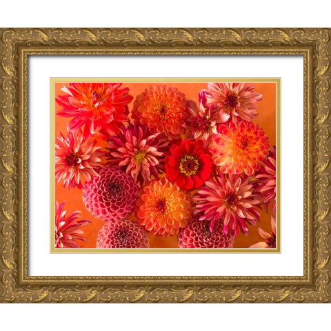 Full frame of mixed flowers Gold Ornate Wood Framed Art Print with Double Matting by Frank, Assaf
