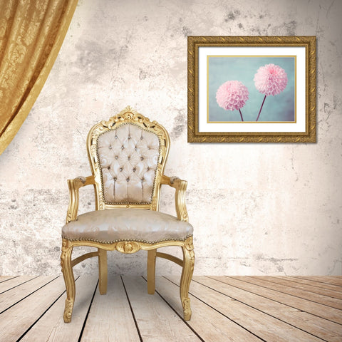 Two Dahlia flowers Gold Ornate Wood Framed Art Print with Double Matting by Frank, Assaf