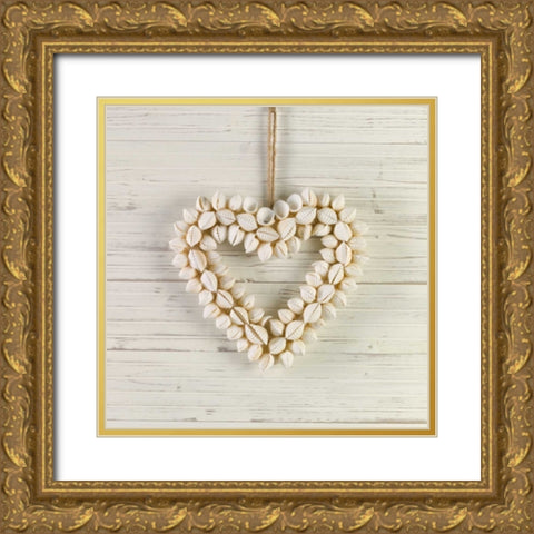 Creatrive Heart shape symbol Gold Ornate Wood Framed Art Print with Double Matting by Frank, Assaf
