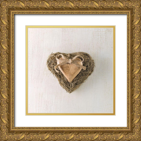 Creatrive Heart shape symbol Gold Ornate Wood Framed Art Print with Double Matting by Frank, Assaf